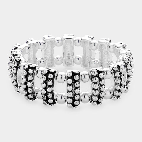 Fashion Silver Tone Ball Stretch Bracelet