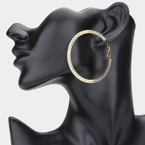 Fashion Gold Tone Rhinestone Hoops