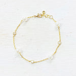 Fashion Gold Tone CZ and Pearl Bracelet
