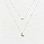 Sterling Silver Moon and Star Layered Necklace