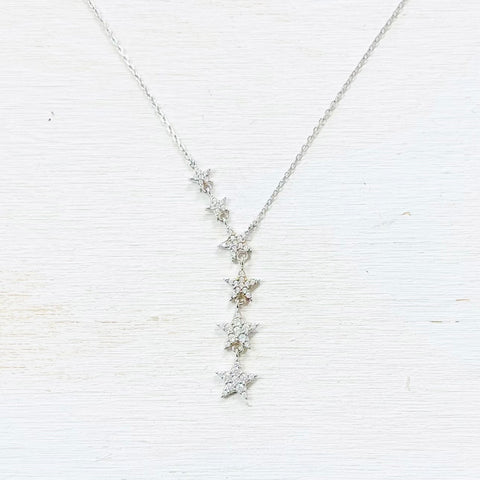 Sterling Silver CZ Star Y Chain Necklace