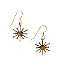 Silver Forest Goldtone Burst Dangle Earrings