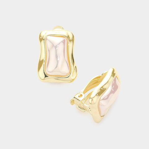 Fashion Gold Tone Pearl Accented Clip On Earrings
