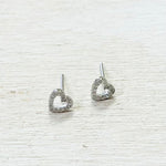 Sterling Silver CZ Heart Studs