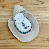 Fashion Silvertone Cowboy Boot Necklace with Cream Hat Keepsake Box