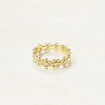 Sterling Silver Gold Plated CZ Flower Ring