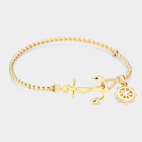 Fashion Gold Tone Anchor Hook Bracelet
