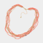 Fashion Multi Layered Pink Beaded Necklace