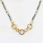 Fashion Gold Tone Grey Beaded Necklace