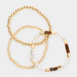 Fashion Gold Tone 3 Piece Stretch Bracelet Set
