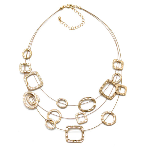 Fashion Gold Tone Geometric Wire Necklace