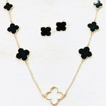 Fashion Gold Tone and Black Long Necklace Set