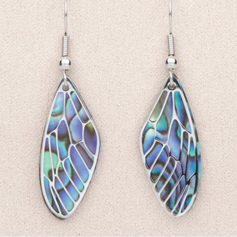 Wild Pearle Abalone Dragonfly Wing Earrings