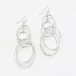 Fashion Silver Tone Multi Layered Oval Earrings