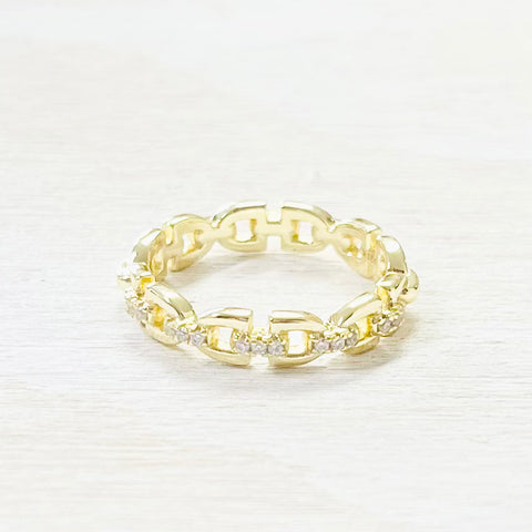 Sterling Silver Gold Plated CZ Ring