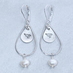 Sterling Silver Bird with Freshwater Pearl Earrings