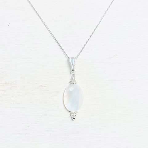 Sterling Silver Mother of Pearl Oval Necklace