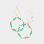 Fashion Beaded Green Hexagon Earrings