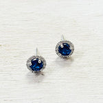 Sterling Silver CZ Blue Studs