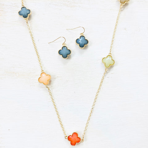 Fashion Gold Tone Multi Color Stone Necklace Set