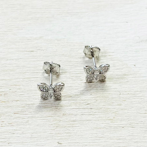 Sterling Silver CZ Butterfly Studs