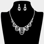 Fashion Silver Tone Draped Rhinestone Necklace Set