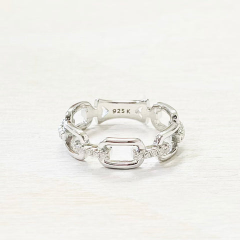 Sterling Silver CZ Chain Link Ring