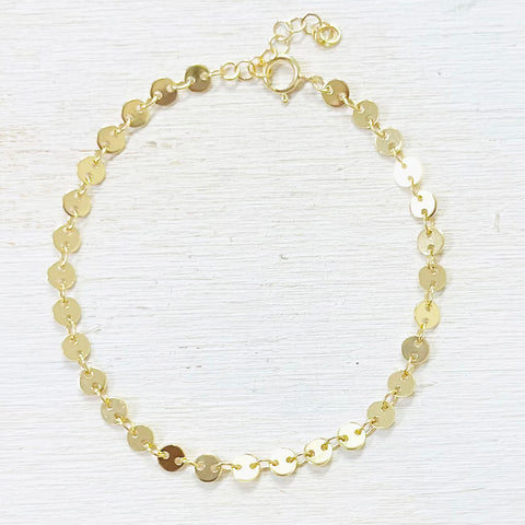 Sterling Silver Gold Plated Disc Bracelet
