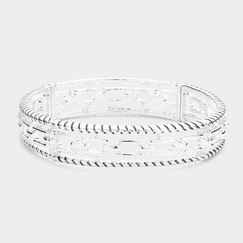 Fashion Silver Tone Stretch Bracelet