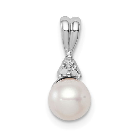 Sterling Silver Freshwater Cultured Pearl and Diamond Necklace