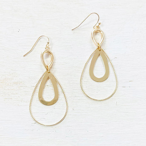 Fashion Gold Tone Teardrop Dangle Earrings