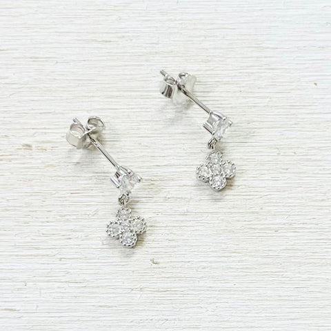 Sterling Silver CZ Dangle Earrings