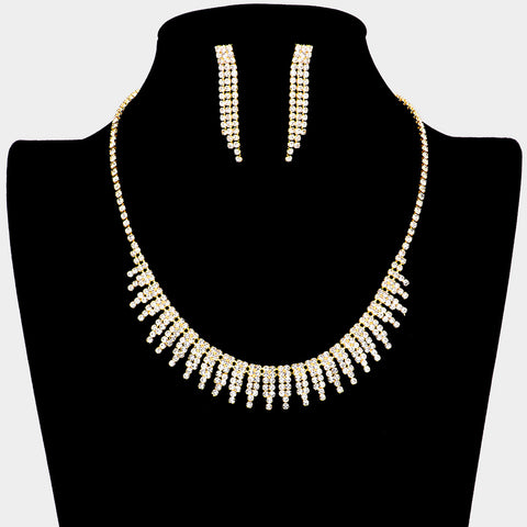 Fashion Gold Tone Rhinestone Necklace Set
