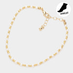 Fashion Gold Tone Pearl Anklet