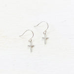 Sterling Silver CZ Cross Dangle Earrings