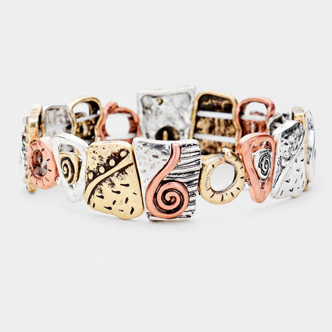 Fashion Tri Tone Stretch Bracelet