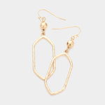 Fashion Gold Tone Hexagon Dangle Earrings