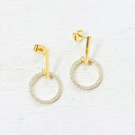 Fashion Gold Tone CZ Circle Drop Earrings