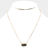 Fashion Gold Tone Black Druzy Necklace Set
