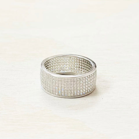 Sterling Silver CZ Thick Band Ring