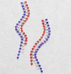 Fashion Red White & Blue Rhinestone Earrings