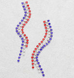 Fashion Red White & Blue Rhinestone Earrings