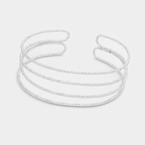 Fashion Silver Tone Layered Cuff