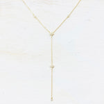 Sterling Silver CZ Gold Plated Y Chain Necklace