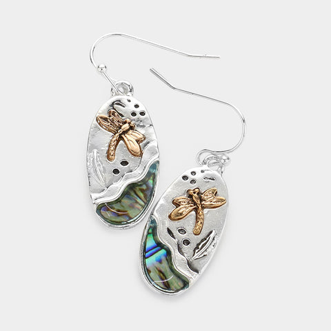 Fashion Abalone Dragonfly Earrings