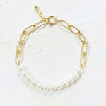 Fashion Gold Tone Pearl Bracelet