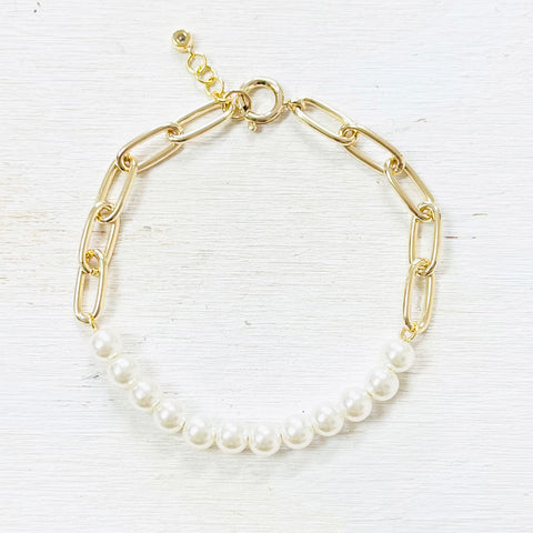 Fashion Gold Tone Pearl Bracelet