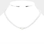 Fashion White Wood Beaded Necklace