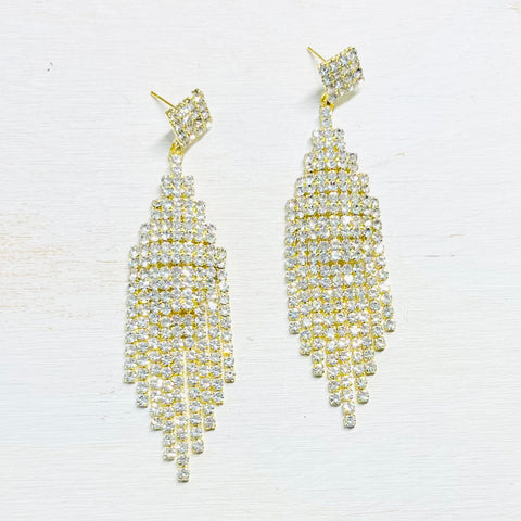 Fashion Gold Tone Fringe Dangle Earrings