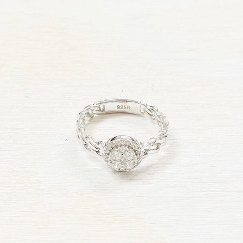 Sterling Silver CZ Link Ring